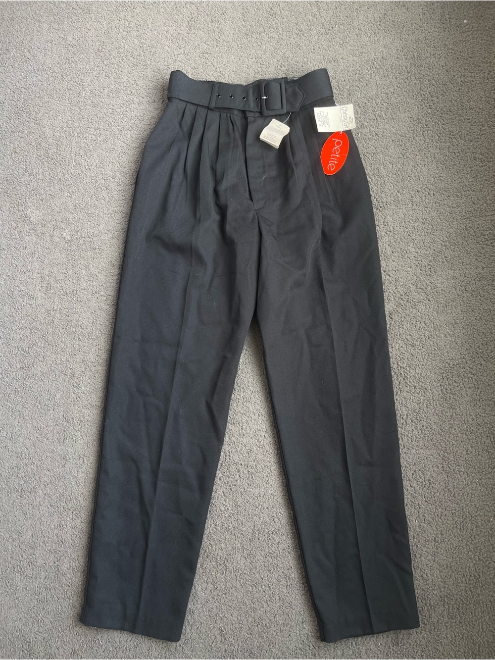 Christy Girl vintage Black High-Waist Pleated Dress Pants with Belt